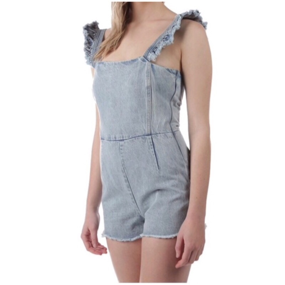 Denim Washed Ruffle Romper - Picture 3 of 4